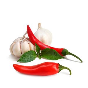 Chilli and Garlic isolated on white background
